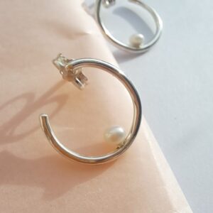 Strieborné náušnice Neha s perlou - veľké